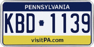 PA license plate KBD1139
