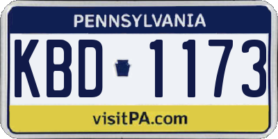 PA license plate KBD1173
