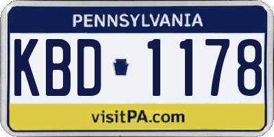PA license plate KBD1178