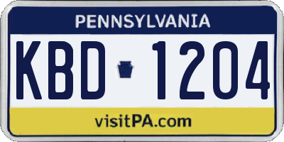 PA license plate KBD1204