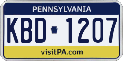 PA license plate KBD1207