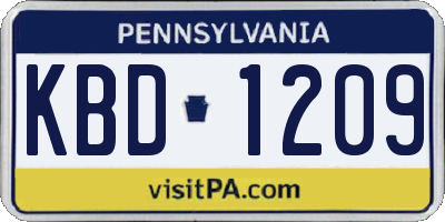 PA license plate KBD1209