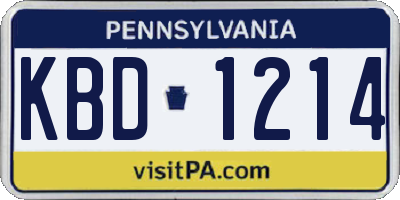 PA license plate KBD1214