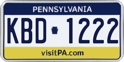 PA license plate KBD1222