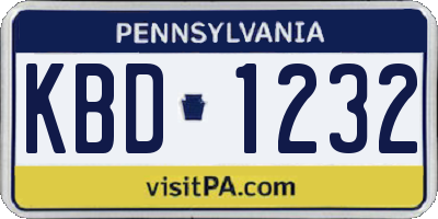 PA license plate KBD1232