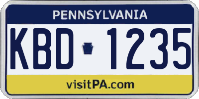 PA license plate KBD1235