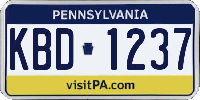PA license plate KBD1237
