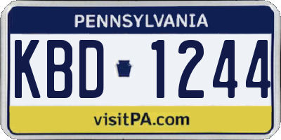 PA license plate KBD1244