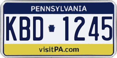 PA license plate KBD1245