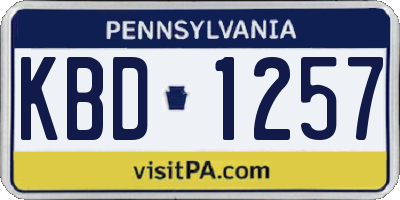 PA license plate KBD1257