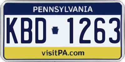 PA license plate KBD1263