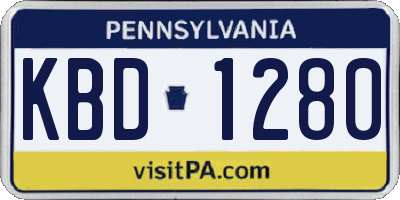PA license plate KBD1280