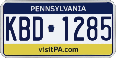 PA license plate KBD1285