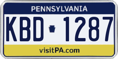 PA license plate KBD1287