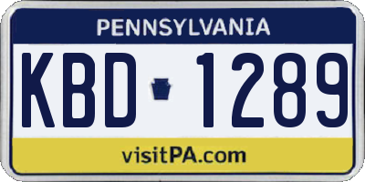 PA license plate KBD1289