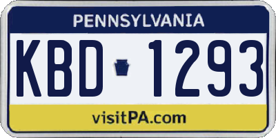 PA license plate KBD1293