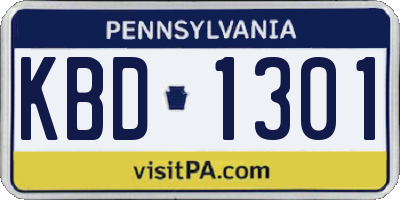 PA license plate KBD1301
