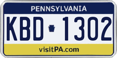 PA license plate KBD1302