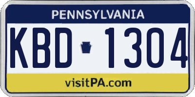 PA license plate KBD1304