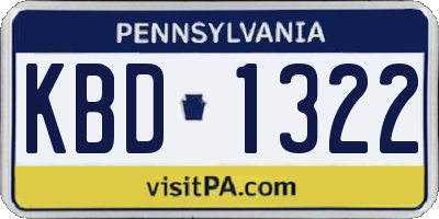 PA license plate KBD1322