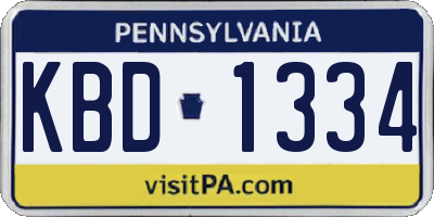 PA license plate KBD1334