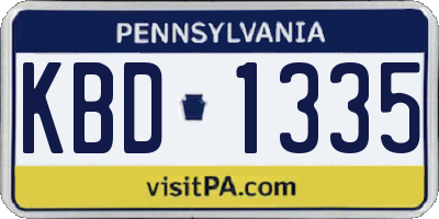 PA license plate KBD1335