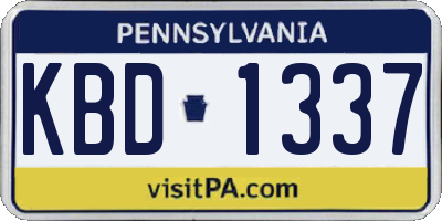 PA license plate KBD1337