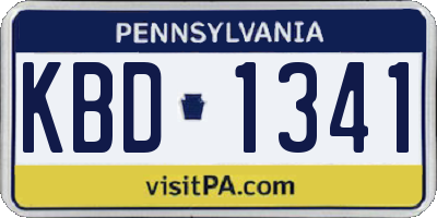 PA license plate KBD1341