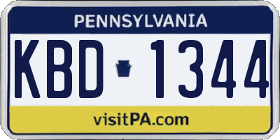 PA license plate KBD1344