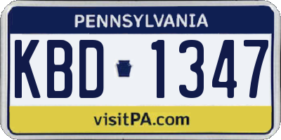 PA license plate KBD1347