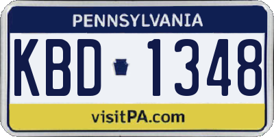 PA license plate KBD1348