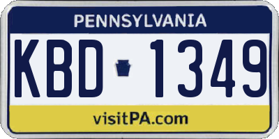 PA license plate KBD1349