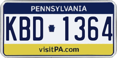 PA license plate KBD1364