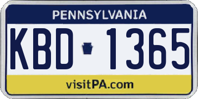 PA license plate KBD1365