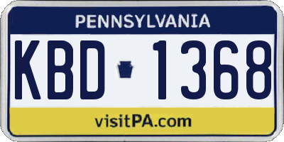 PA license plate KBD1368