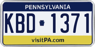 PA license plate KBD1371