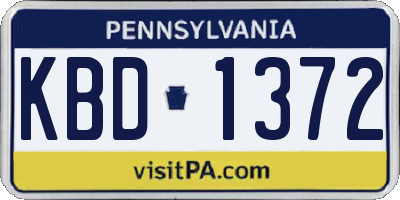 PA license plate KBD1372