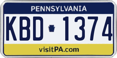 PA license plate KBD1374