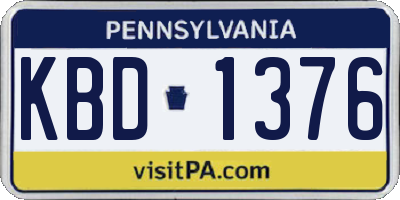 PA license plate KBD1376