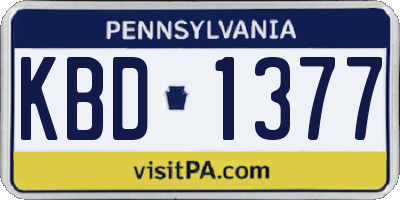 PA license plate KBD1377