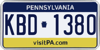 PA license plate KBD1380