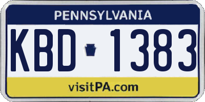 PA license plate KBD1383