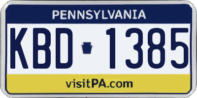 PA license plate KBD1385