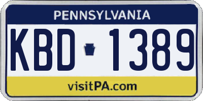 PA license plate KBD1389