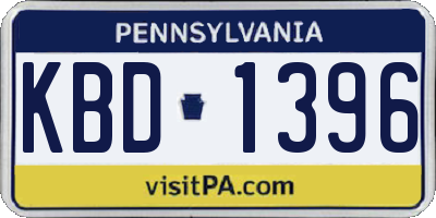 PA license plate KBD1396