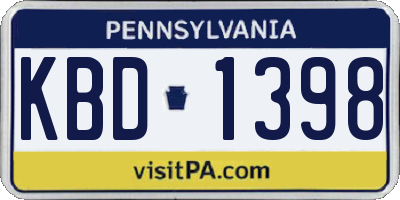 PA license plate KBD1398