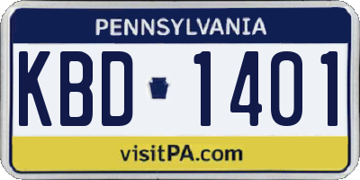 PA license plate KBD1401