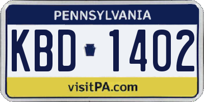 PA license plate KBD1402