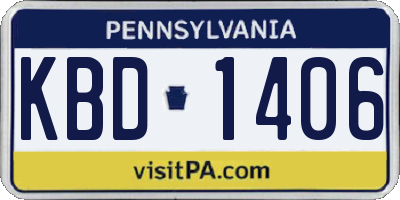 PA license plate KBD1406