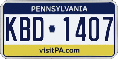 PA license plate KBD1407